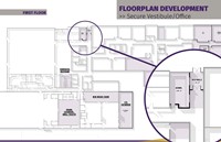 Floorplan development of secure vestibule and office